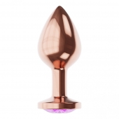 Пробка цвета розового золота с фиолетовым кристаллом Diamond Amethyst Shine S - 7,2 см. - Lola Games - купить с доставкой в Йошкар-Оле