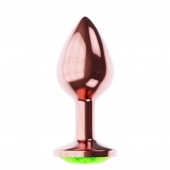 Пробка цвета розового золота с лаймовым кристаллом Diamond Emerald Shine S - 7,2 см. - Lola Games - купить с доставкой в Йошкар-Оле