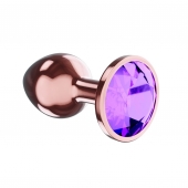 Пробка цвета розового золота с фиолетовым кристаллом Diamond Amethyst Shine L - 8,3 см. - Lola Games - купить с доставкой в Йошкар-Оле