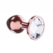 Пробка цвета розового золота с прозрачным кристаллом Diamond Moonstone Shine L - 8,3 см. - Lola Games - купить с доставкой в Йошкар-Оле