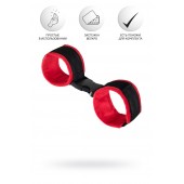 Красно-черные велюровые наручники Anonymo - ToyFa - купить с доставкой в Йошкар-Оле