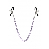 Зажимы для сосков с фиолетовой цепочкой Sweet Caress Nipple Chain - Sweet Caress - купить с доставкой в Йошкар-Оле