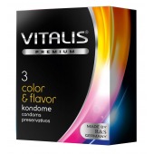 Цветные ароматизированные презервативы VITALIS PREMIUM color   flavor - 3 шт. - Vitalis - купить с доставкой в Йошкар-Оле