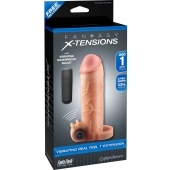 Телесная вибронасадка с кольцом  Vibrating Real Feel 1 Extension - 14 см. - Pipedream - в Йошкар-Оле купить с доставкой