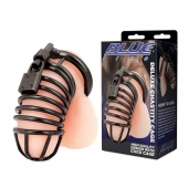 Черная металлическая клетка с замком Deluxe Chastity Cage - BlueLine - купить с доставкой в Йошкар-Оле