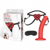 Красный поясной фаллоимитатор Red Heart Strap on Harness   5in Dildo Set - 12,25 см. - Lux Fetish - купить с доставкой в Йошкар-Оле