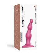 Розовая насадка Strap-On-Me Dildo Plug Beads size S - Strap-on-me - купить с доставкой в Йошкар-Оле
