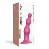 Розовая насадка Strap-On-Me Dildo Plug Beads size L - Strap-on-me - купить с доставкой в Йошкар-Оле