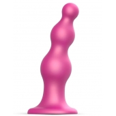Розовая насадка Strap-On-Me Dildo Plug Beads size L - Strap-on-me - купить с доставкой в Йошкар-Оле