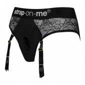 Черные трусики для насадок Diva Lingerie Harness - size S - Strap-on-me - купить с доставкой в Йошкар-Оле