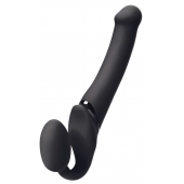 Черный безремневой вибрострапон Silicone Bendable Strap-On - size XL - Strap-on-me - купить с доставкой в Йошкар-Оле