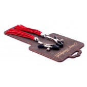 Металлические зажимы на соски с красными замшевыми кисточками - Crazy Handmade - купить с доставкой в Йошкар-Оле