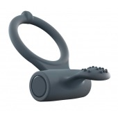 Серое перезаряжаемое эрекционное кольцо с вибрацией Power Clit - Dorcel - в Йошкар-Оле купить с доставкой