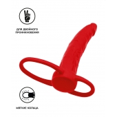 Красная насадка на пенис для двойного проникновения Black Red - 16,5 см. - ToyFa - купить с доставкой в Йошкар-Оле