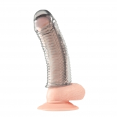 Текстурированная насадка на пенис Clear Textured Penis Enhancing Sleeve Extension - 16,5 см. - BlueLine - в Йошкар-Оле купить с доставкой