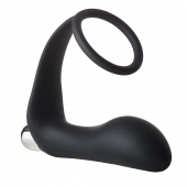 Черное эрекционное кольцо с вибропробкой Vibrating Anal Plug With Cockring - Dream Toys - в Йошкар-Оле купить с доставкой