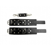 Черные кожаные наручники Sex Game - БДСМ Арсенал - купить с доставкой в Йошкар-Оле