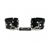 Черные кожаные наручники Sex Game - БДСМ Арсенал - купить с доставкой в Йошкар-Оле