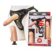 Телесный страпон Harness LESBI с вагинальной пробкой - 16,5 см. - LOVETOY (А-Полимер) - купить с доставкой в Йошкар-Оле