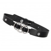 Черный кожаный ошейник со связанными кольцами - Pecado - купить с доставкой в Йошкар-Оле