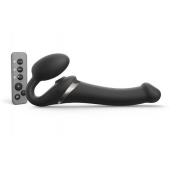 Черный безремневой страпон Multi Orgasm Size M с клиторальной стимуляцией - Strap-on-me - купить с доставкой в Йошкар-Оле