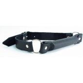 Черный кожаный кляп-трензель на кольцах - БДСМ Арсенал - купить с доставкой в Йошкар-Оле