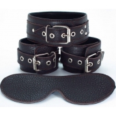 Набор БДСМ-аксессуаров из мягкой кожи черного цвета - БДСМ Арсенал - купить с доставкой в Йошкар-Оле