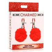 Красные зажимы на соски с помпонами Pom Pom - XR Brands - купить с доставкой в Йошкар-Оле
