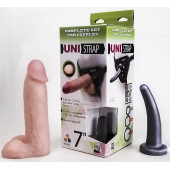 Страпон-унисекс с двумя насадками UNI strap 7  Harness - 19 и 16 см. - LOVETOY (А-Полимер) - купить с доставкой в Йошкар-Оле