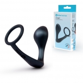 Черное эрекционное кольцо со стимулятором простаты Ringer Cock Ring   Plug - b-Vibe - в Йошкар-Оле купить с доставкой