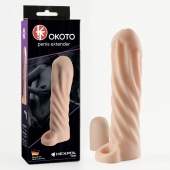 Телесная насадка-удлинитель Okoto со спиралевидным рельефом - 16 см. - Sitabella - в Йошкар-Оле купить с доставкой