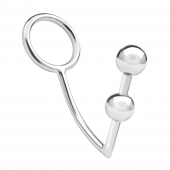 Кольцо на пенис с анальным стимулятором Two Bead Stainless Steel Anal Hook   Cock Ring - BlueLine - в Йошкар-Оле купить с доставкой
