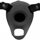 Черный полый страпон с вибрацией 2’’ Erection 28X Smooth Vibrating Silicone Penis Sheath - XR Brands - купить с доставкой в Йошкар-Оле