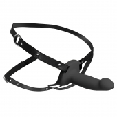 Черный полый страпон с вибрацией 2’’ Erection 28X Smooth Vibrating Silicone Penis Sheath - XR Brands - купить с доставкой в Йошкар-Оле
