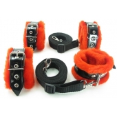 Набор на кровать с красным мехом BDSM Light - БДСМ Арсенал - купить с доставкой в Йошкар-Оле