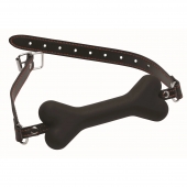 Черный кляп в форме косточки Hound Adjustable Dog Bone Gag - XR Brands - купить с доставкой в Йошкар-Оле