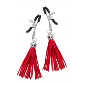 Зажимы на соски «Прищепки» с красными кисточками из замши - Pecado - купить с доставкой в Йошкар-Оле