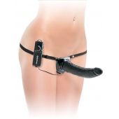 Черный страпон с вагинальной пробкой Deluxe Vibrating Penetrix Strap-On - 19 см. - Pipedream - купить с доставкой в Йошкар-Оле