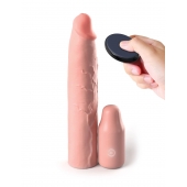 Телесная вибронасадка на член 3  Vibrating Mega X-tension with Remote - 22,9 см. - Pipedream - в Йошкар-Оле купить с доставкой
