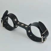 Черные кожаные наручники-фиксатор - Sitabella - купить с доставкой в Йошкар-Оле