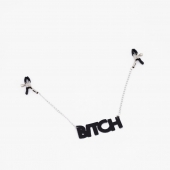 Зажимы на соски с кожаной подвеской Bitch - Crazy Handmade - купить с доставкой в Йошкар-Оле