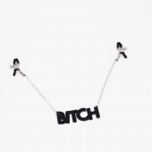 Зажимы на соски с кожаной подвеской Bitch - Crazy Handmade - купить с доставкой в Йошкар-Оле