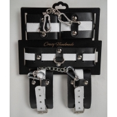 Набор фиксаторов из черной и белой натуральной кожи - Crazy Handmade - купить с доставкой в Йошкар-Оле
