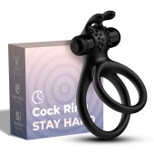 Черное эрекционное виброкольцо с подхватом мошонки Stay Hard - Boys of Toys - в Йошкар-Оле купить с доставкой