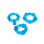 Набор из 3 синих эрекционных колец с различным рельефом - Erowoman-Eroman - в Йошкар-Оле купить с доставкой