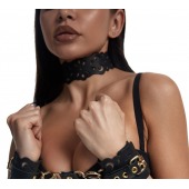 Черный ажурный чокер с золотистой фурнитурой - Crazy Handmade - купить с доставкой в Йошкар-Оле