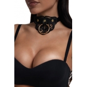 Черный чокер с клепками и золотистой фурнитурой - Crazy Handmade - купить с доставкой в Йошкар-Оле