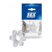 Прозрачное эрекционное кольцо с 6 стимулирующими шариками - Sex Expert - в Йошкар-Оле купить с доставкой