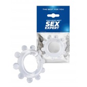 Прозрачное эрекционное кольцо со стимулирующими шариками - Sex Expert - в Йошкар-Оле купить с доставкой