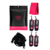 Черно-розовый эротический набор: фиксатор, оковы, наручники, повязка - Erokay - купить с доставкой в Йошкар-Оле